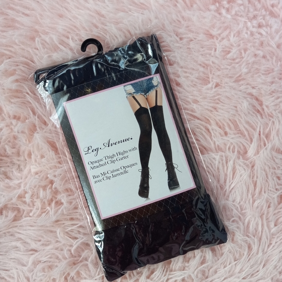 LAST 1! Dolls Kill X Leg Avenue black thigh Highs with garter clips attached! - Picture 10 of 16